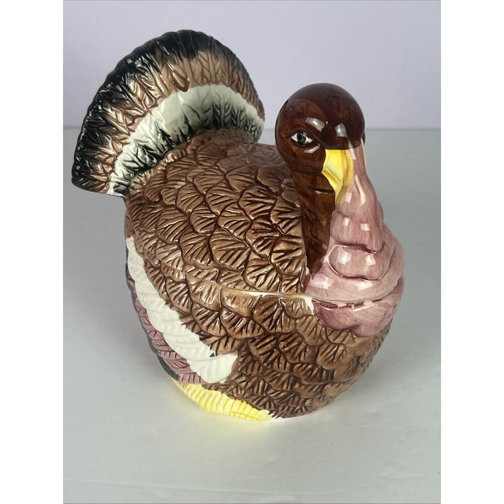 Benchmark Harvest Time 1 QT Turkey Shape Gravy Tureen & Ladle Thanksgiving VTG